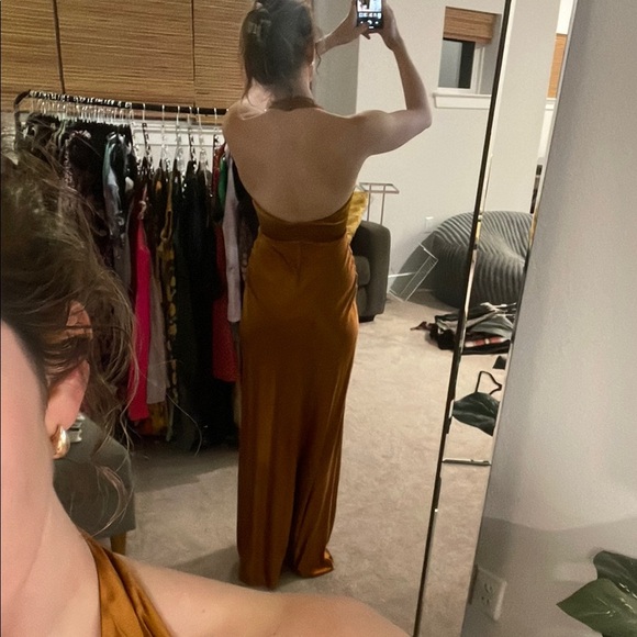 Reformation Bronze Backless Satin Dress - Picture 5 of 5